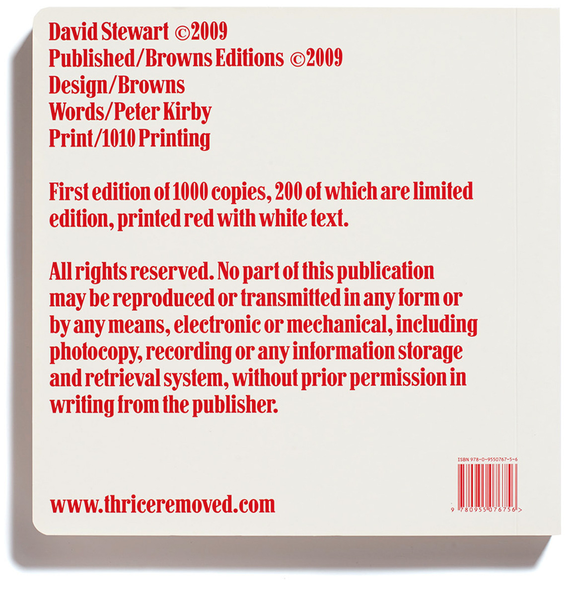 Browns Editions, Browns Editions Publishing, Browns Editions Books, Browns Editions David Stewart, Browns Editions Thrice Removed, Browns Editions David Stewart Thrice Removed